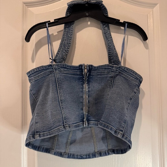 XL Sincerely Jules Denim Halter Top - Picture 2 of 7